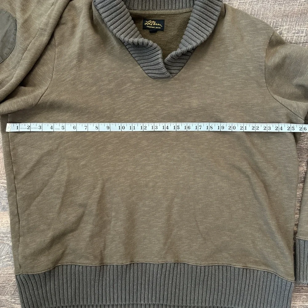 LL Bean Sweater Shawl Collar Elbow Patches Men XXL Made In Hong Kong Black Label